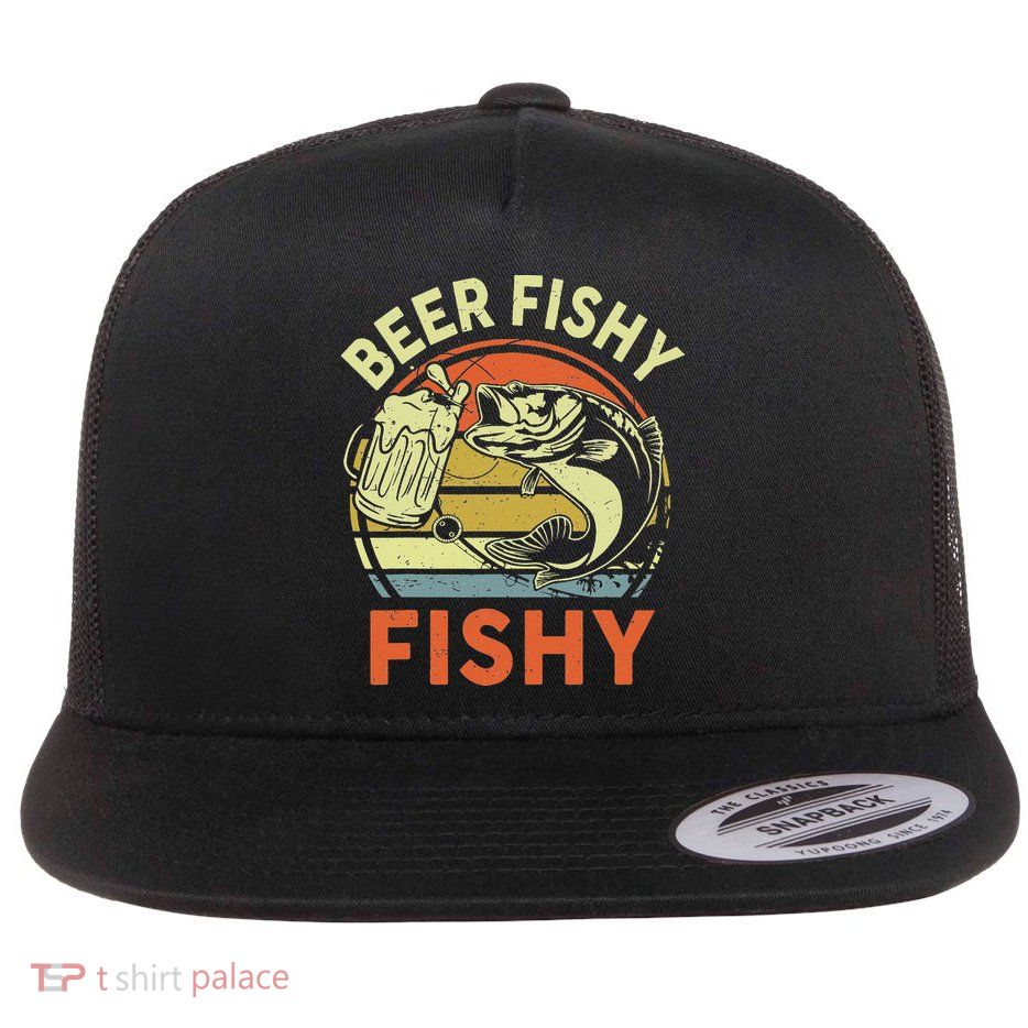 funny Bass Fishing Beer Fishy Reel Cool Dad Flatbill Hat