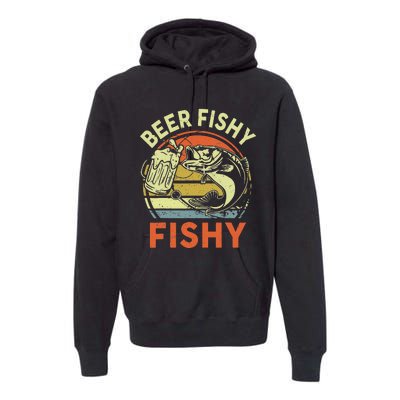 funny Bass Fishing Beer Fishy Reel Cool Dad Premium Hoodie