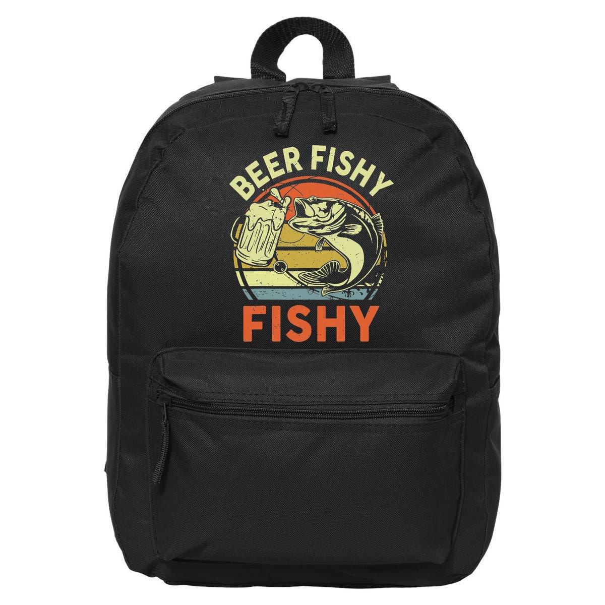 funny Bass Fishing Beer Fishy Reel Cool Dad 16 in Basic Backpack