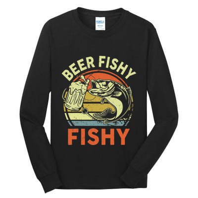 funny Bass Fishing Beer Fishy Reel Cool Dad Tall Long Sleeve T-Shirt