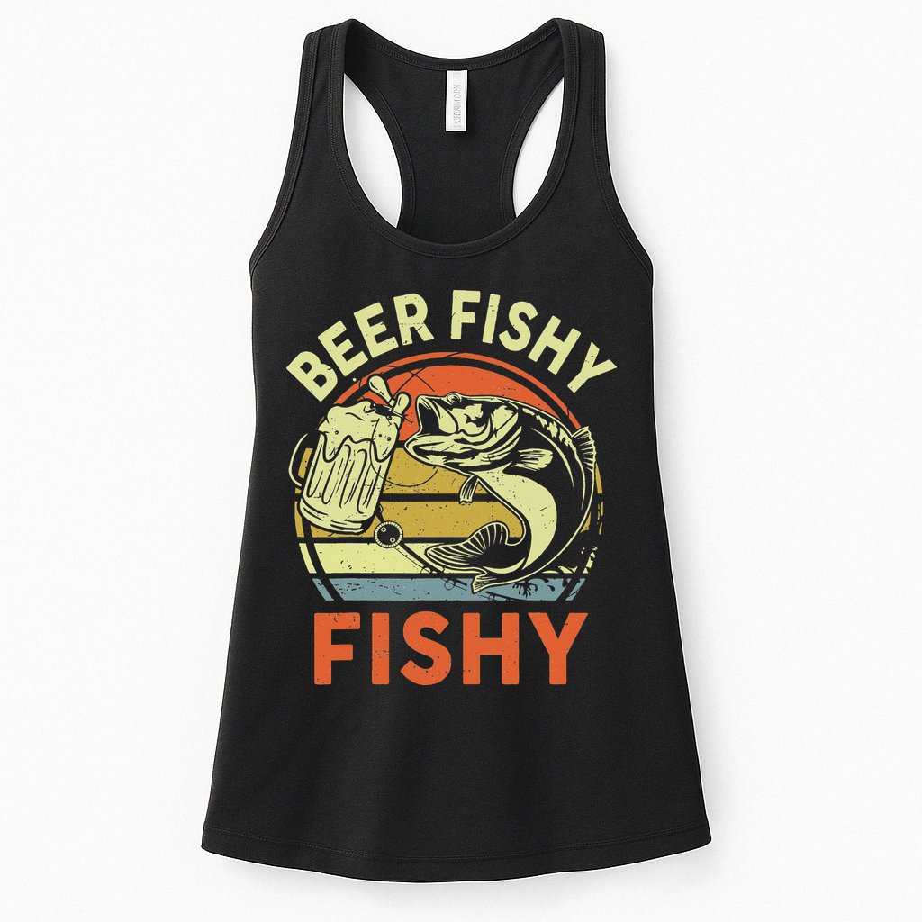 funny Bass Fishing Beer Fishy Reel Cool Dad Womens Tank Top