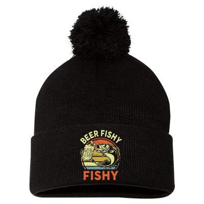 funny Bass Fishing Beer Fishy Reel Cool Dad Pom Pom 12in Knit Beanie