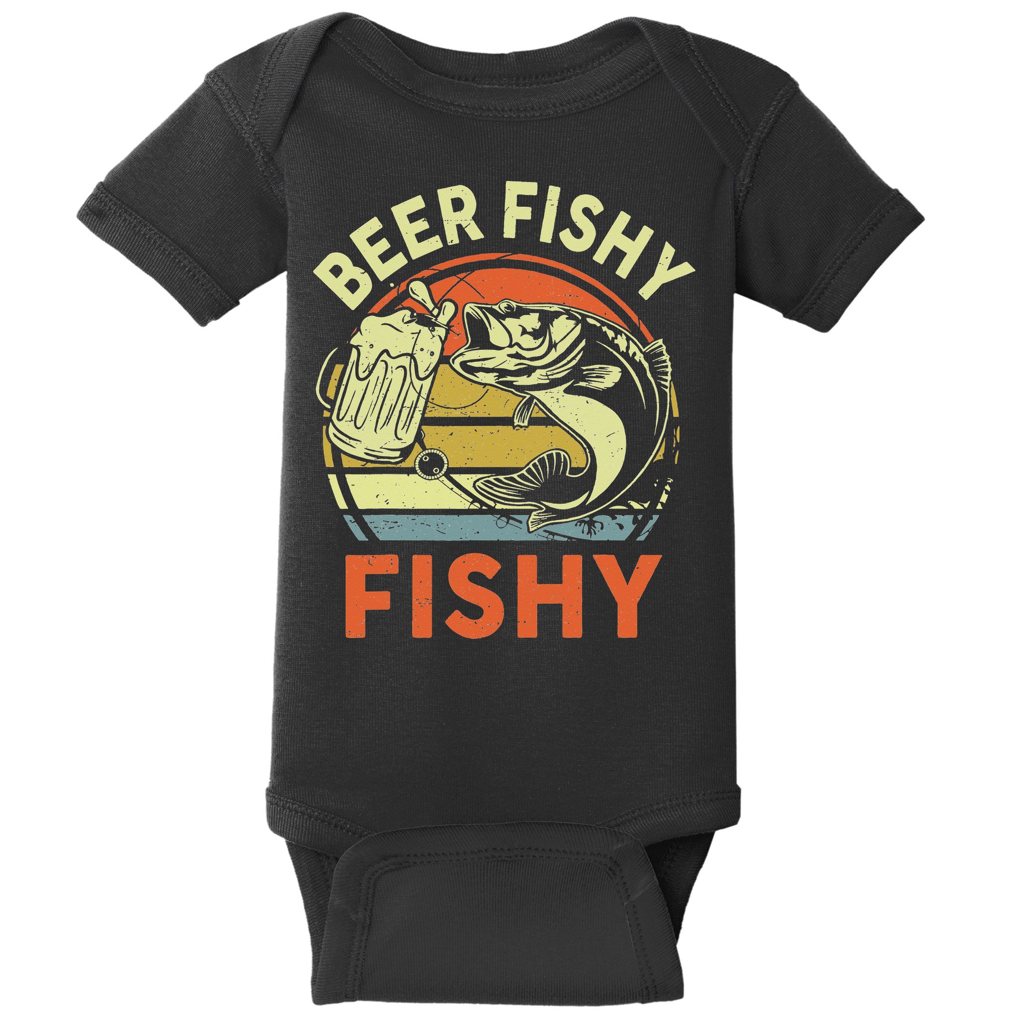 funny Bass Fishing Beer Fishy Reel Cool Dad Baby Bodysuit