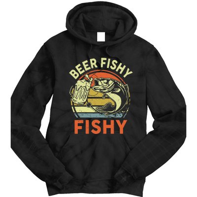 funny Bass Fishing Beer Fishy Reel Cool Dad Tie Dye Hoodie