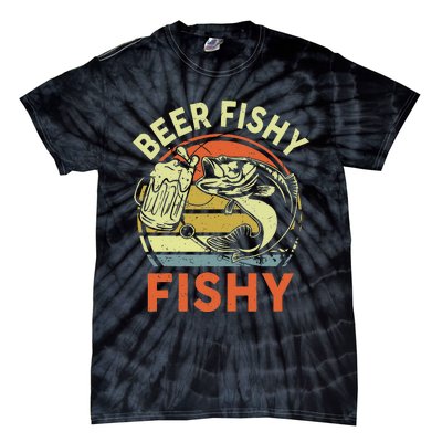 funny Bass Fishing Beer Fishy Reel Cool Dad Tie-Dye T-Shirt