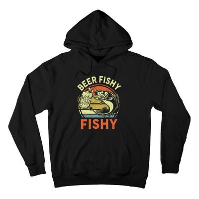 funny Bass Fishing Beer Fishy Reel Cool Dad Tall Hoodie