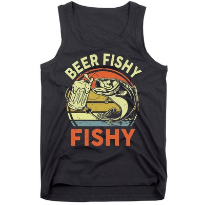 funny Bass Fishing Beer Fishy Reel Cool Dad Tank Top