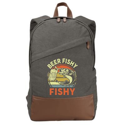 funny Bass Fishing Beer Fishy Reel Cool Dad Cotton Canvas Backpack