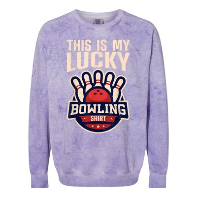 Funny Bowling For Men Women Retro Bowling Bowler Team League Colorblast Crewneck Sweatshirt