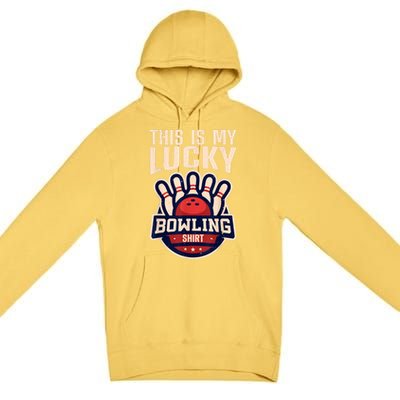 Funny Bowling For Men Women Retro Bowling Bowler Team League Premium Pullover Hoodie