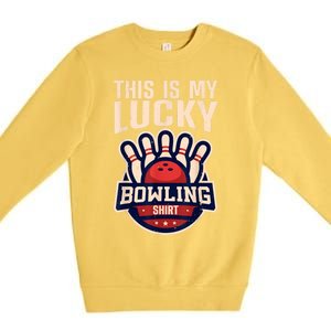 Funny Bowling For Men Women Retro Bowling Bowler Team League Premium Crewneck Sweatshirt