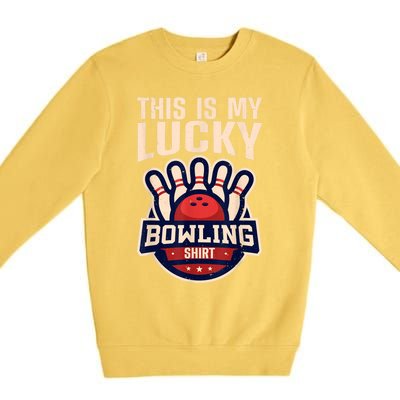 Funny Bowling For Men Women Retro Bowling Bowler Team League Premium Crewneck Sweatshirt