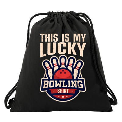 Funny Bowling For Men Women Retro Bowling Bowler Team League Drawstring Bag