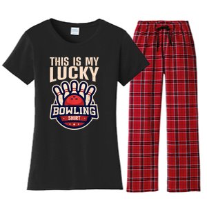 Funny Bowling For Men Women Retro Bowling Bowler Team League Women's Flannel Pajama Set