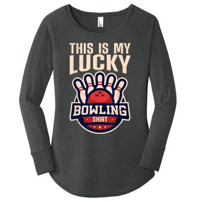 Funny Bowling For Men Women Retro Bowling Bowler Team League Women's Perfect Tri Tunic Long Sleeve Shirt