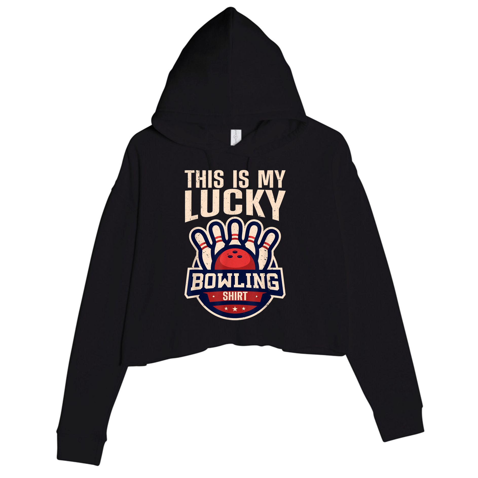 Funny Bowling For Men Women Retro Bowling Bowler Team League Crop Fleece Hoodie