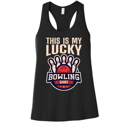 Funny Bowling For Men Women Retro Bowling Bowler Team League Women's Racerback Tank