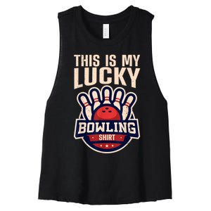 Funny Bowling For Men Women Retro Bowling Bowler Team League Women's Racerback Cropped Tank