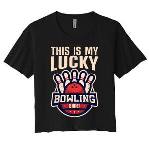 Funny Bowling For Men Women Retro Bowling Bowler Team League Women's Crop Top Tee