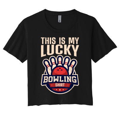 Funny Bowling For Men Women Retro Bowling Bowler Team League Women's Crop Top Tee