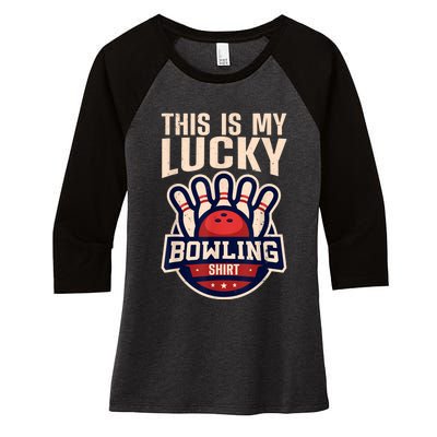 Funny Bowling For Men Women Retro Bowling Bowler Team League Women's Tri-Blend 3/4-Sleeve Raglan Shirt