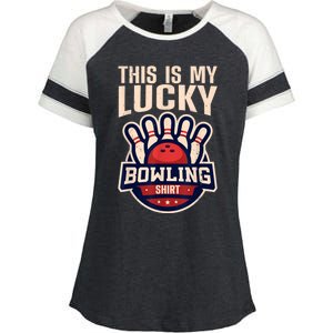 Funny Bowling For Men Women Retro Bowling Bowler Team League Enza Ladies Jersey Colorblock Tee