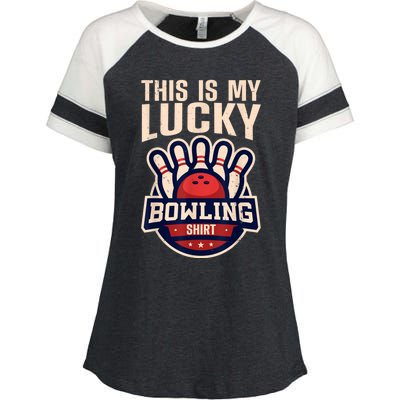 Funny Bowling For Men Women Retro Bowling Bowler Team League Enza Ladies Jersey Colorblock Tee