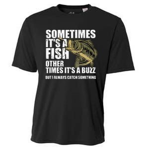 Funny Bass Fishing Sometimes Catch A Buzz Adult Humor Quote Cooling Performance Crew T-Shirt