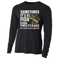 Funny Bass Fishing Sometimes Catch A Buzz Adult Humor Quote Cooling Performance Long Sleeve Crew