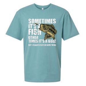 Funny Bass Fishing Sometimes Catch A Buzz Adult Humor Quote Sueded Cloud Jersey T-Shirt