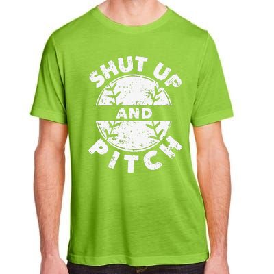 Funny Baseball Fan Love Shut Up And Pitch Adult ChromaSoft Performance T-Shirt