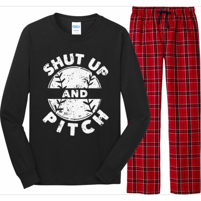 Funny Baseball Fan Love Shut Up And Pitch Long Sleeve Pajama Set