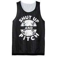 Funny Baseball Fan Love Shut Up And Pitch Mesh Reversible Basketball Jersey Tank