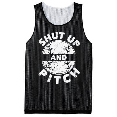 Funny Baseball Fan Love Shut Up And Pitch Mesh Reversible Basketball Jersey Tank