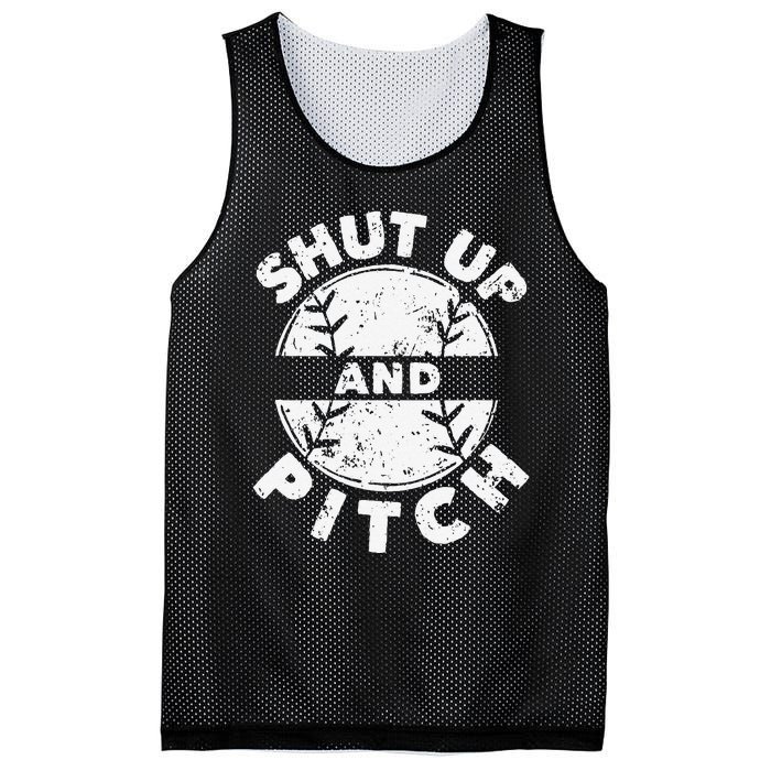 Funny Baseball Fan Love Shut Up And Pitch Mesh Reversible Basketball Jersey Tank