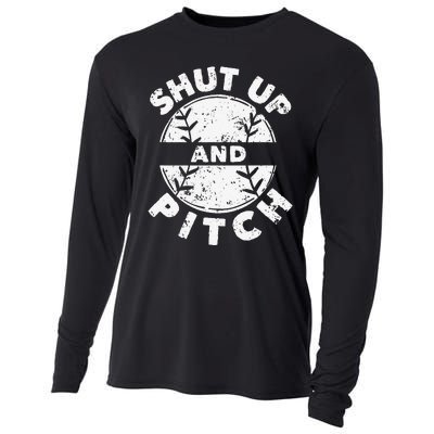 Funny Baseball Fan Love Shut Up And Pitch Cooling Performance Long Sleeve Crew