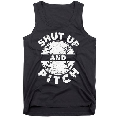 Funny Baseball Fan Love Shut Up And Pitch Tank Top