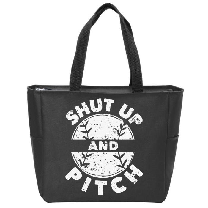 Funny Baseball Fan Love Shut Up And Pitch Zip Tote Bag