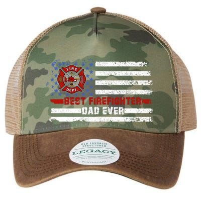 Fireman Best Firefighter Dad Ever American Flag Legacy Tie Dye Trucker Hat