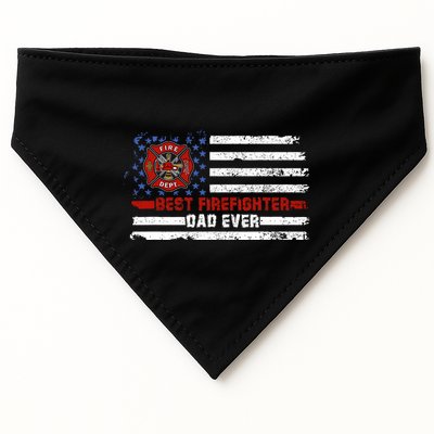 Fireman Best Firefighter Dad Ever American Flag USA-Made Doggie Bandana