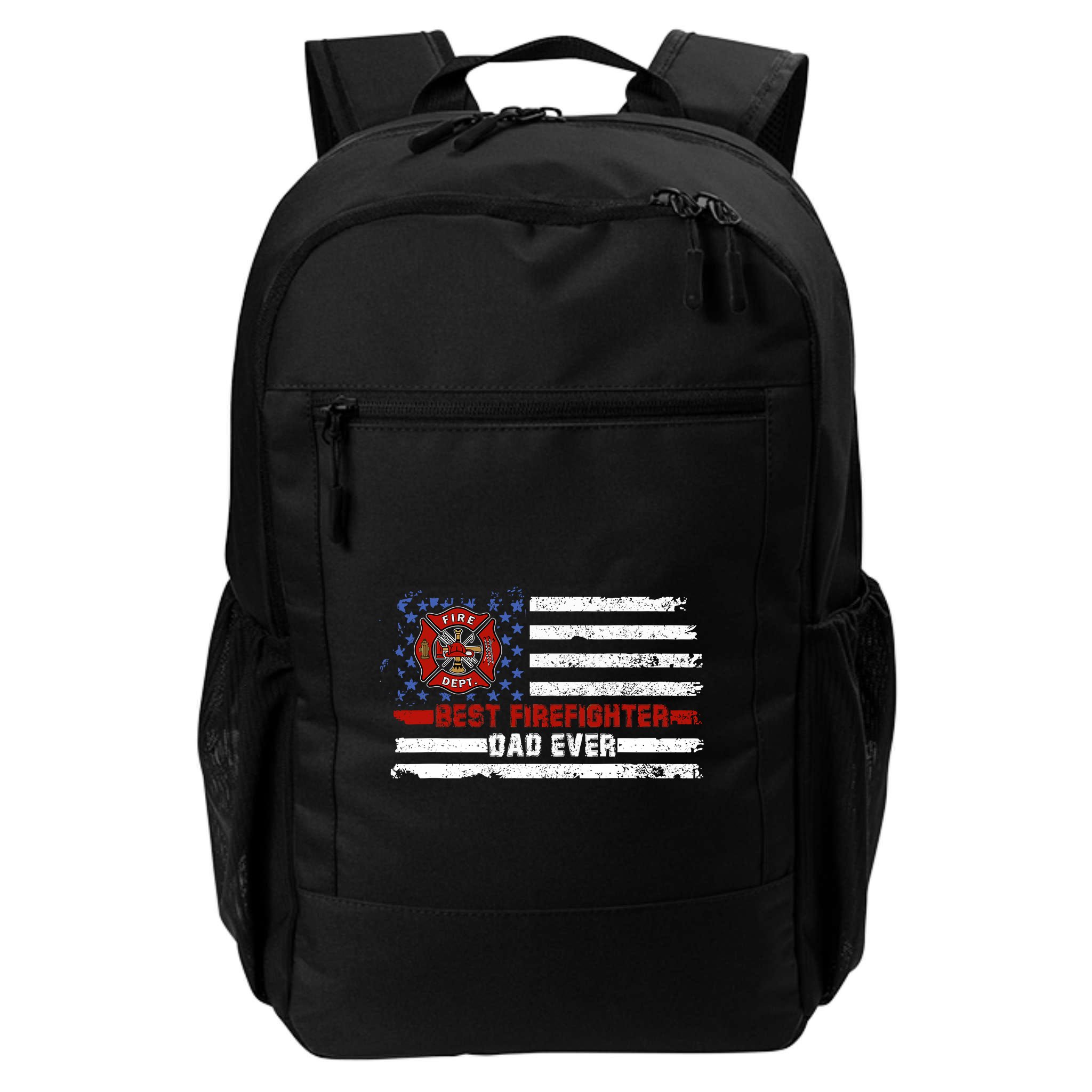 Fireman Best Firefighter Dad Ever American Flag Backpack