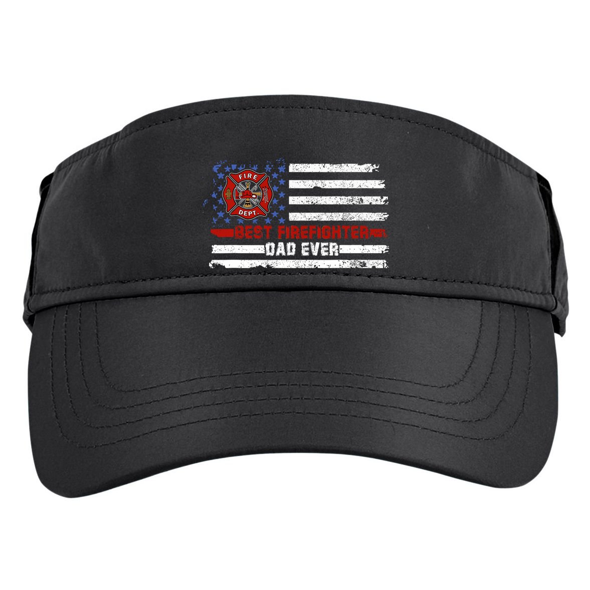Fireman Best Firefighter Dad Ever American Flag Adult Drive Performance Visor