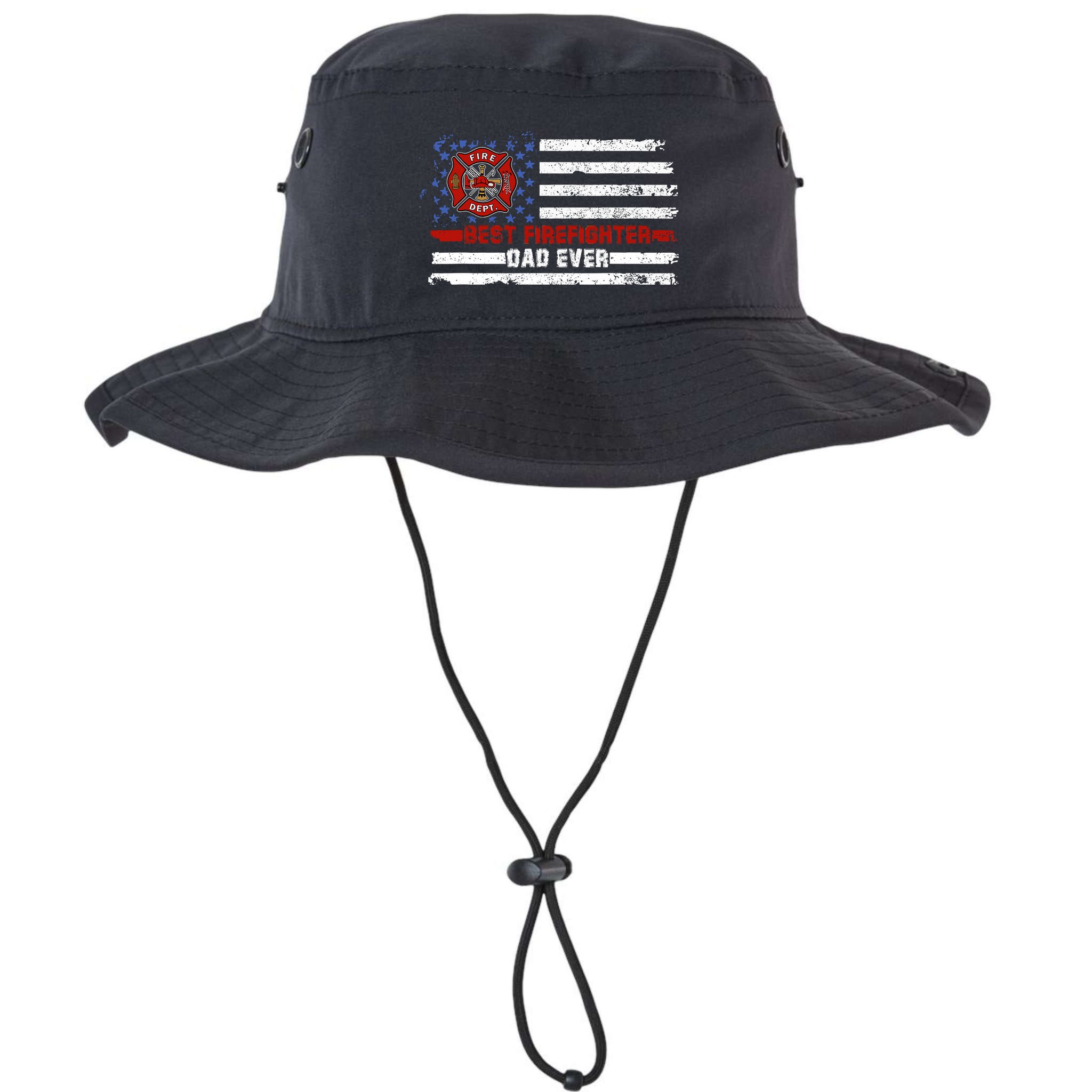 Fireman Best Firefighter Dad Ever American Flag Bucket Hat