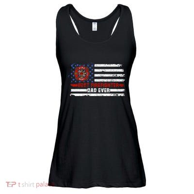 Fireman Best Firefighter Dad Ever American Flag Ladies Essential Flowy Tank