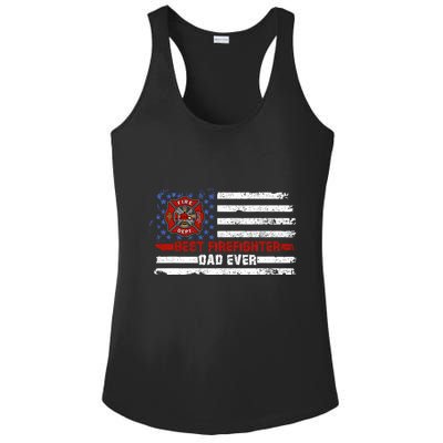 Fireman Best Firefighter Dad Ever American Flag Ladies PosiCharge Competitor Racerback Tank