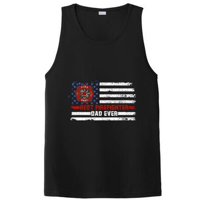 Fireman Best Firefighter Dad Ever American Flag PosiCharge Competitor Tank