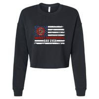 Fireman Best Firefighter Dad Ever American Flag Cropped Pullover Crew