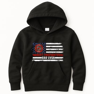 Fireman Best Firefighter Dad Ever American Flag Kids Hoodie