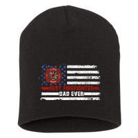 Fireman Best Firefighter Dad Ever American Flag Short Acrylic Beanie