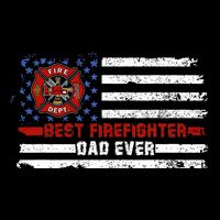 Fireman Best Firefighter Dad Ever American Flag Short Acrylic Beanie